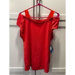NWT Columbia Cold Shoulder Short Sleeve Activewear Top Red/Coral Women’s Sz M